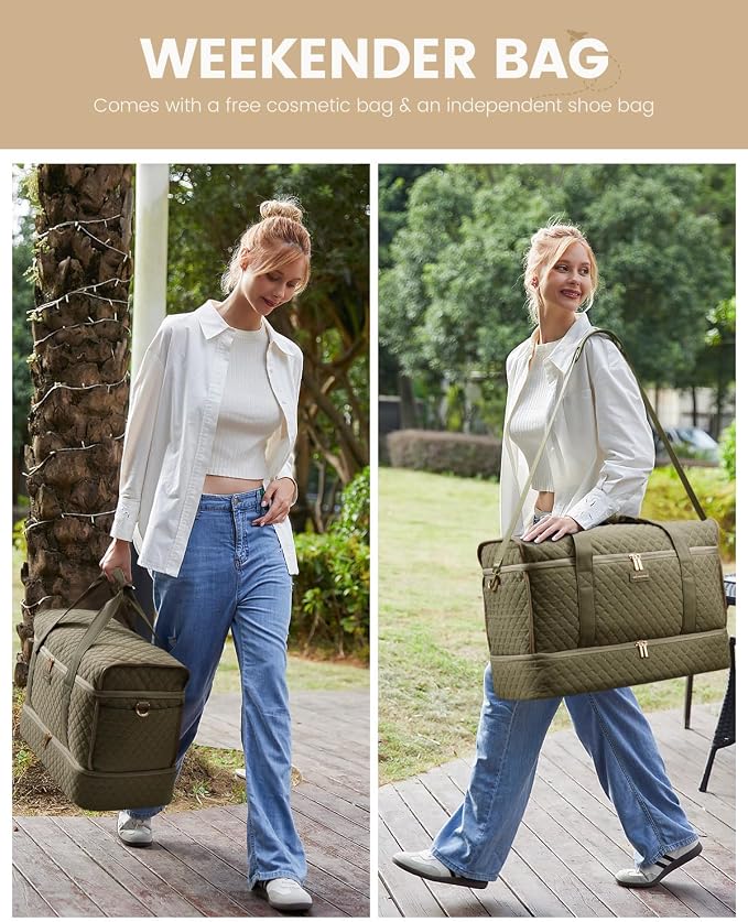 LOVEVOOK Large Travel Duffle Bag, Weekender Bags for Women With Shoe Compartment, Overnight Hospital Bag For Women Labor Delivery, Carry on Bag Personal Item Travel Bag, Yoga Gym Duffel Bag - Image 2