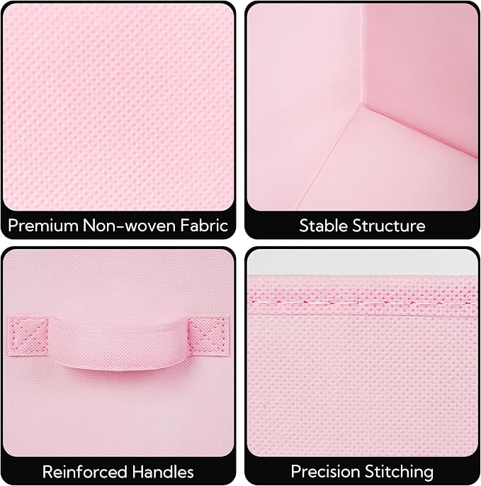Cupic Cupid 6-Pack 13x13 Cube Storage Bins, Storage Cube Organizer, Pink | Foldable, Reinforced Front Handle, Holds Clothes, Toys, Blankets, Fits Closet, Cube Shelves, Nursery, Bedroom - Image 7