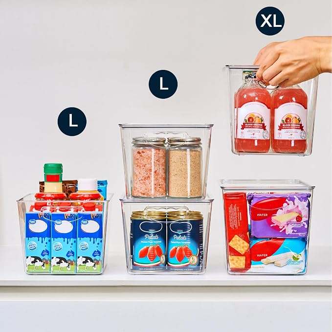 theaoo Large Clear Storage Bins with Lids, Stackable Containers, 4 Pack | Pantry Organization And Storage For Kitchen, Fridge, Garage And Cabinets. Clear Design Keeps Items Organized - Image 7