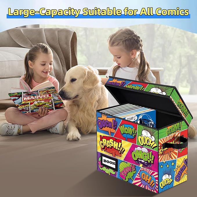 2 Pack Collection Comic Book Storage Boxes, Protector Organizer 15.8" X 7.8" X 11.8" Collapsible Short Box Holds 160-180 Comic Book Heavy Duty Bin Container Holder Shelf - Image 2