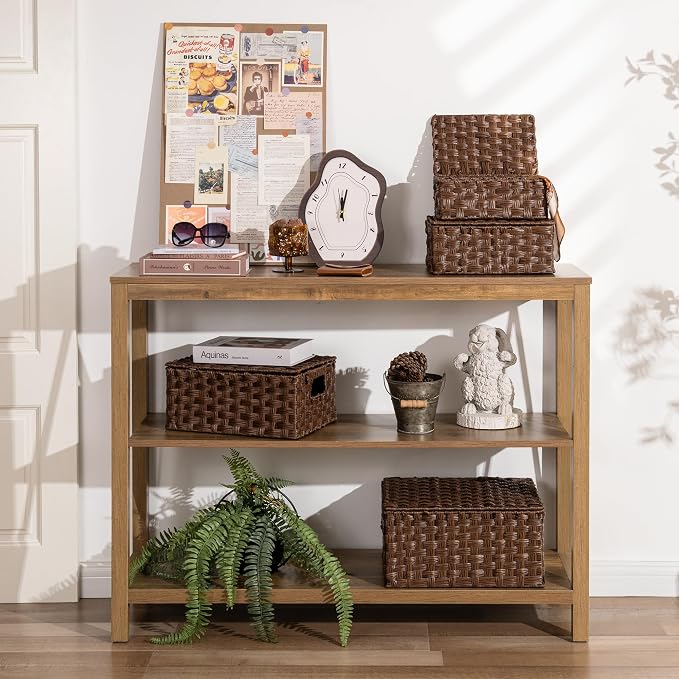 GRANNY SAYS Wicker Basket with Lid, Decorative Storage Baskets for Shelves | Woven Baskets with Lids, Wicker Baskets for Storage, Decorative Storage Boxes, Woven Stackable Basket with Lid, 4 Pack - Image 5