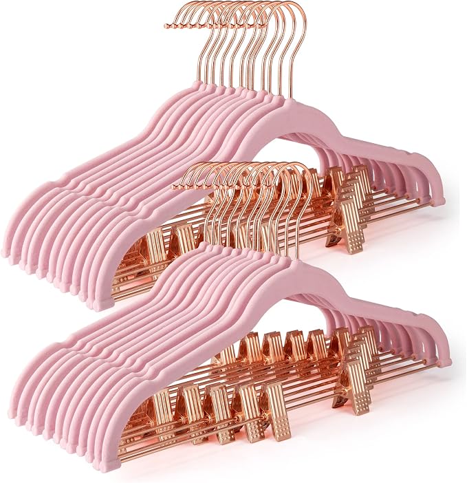 HOUSE DAY Kids Velvet Hangers 60 Pack and Velvet Skirt Hangers 24 Pack, Premium Felt Hangers Set for Childrens - Image 6