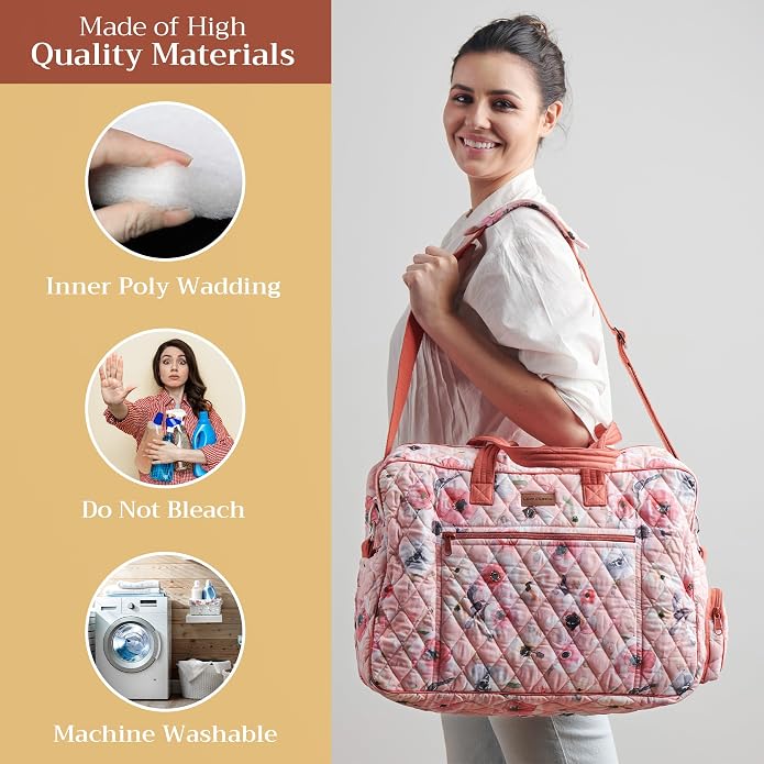 Maison d' Hermine Weekender Bags for Women Cotton Quilted Duffel Overnight Luggage Weekend Bag for Men Gym Gifts Travel | Overnight Luggage Weekend Bag for Men Gym Sports Gifts Duffle bag Business Travellers Trip Spring Summer - Image 4