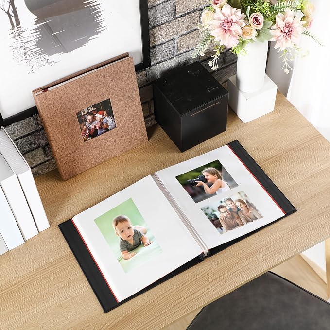 Sieral 4 Pcs Large Photo Album 10.6 x 11" Self Adhesive Scrapbook Album for 4x6 5x7 8x10 Pictures 40 Pages DIY Linen Cover Memory Album Photo Book for Family Travel Wedding Gifts - Image 6