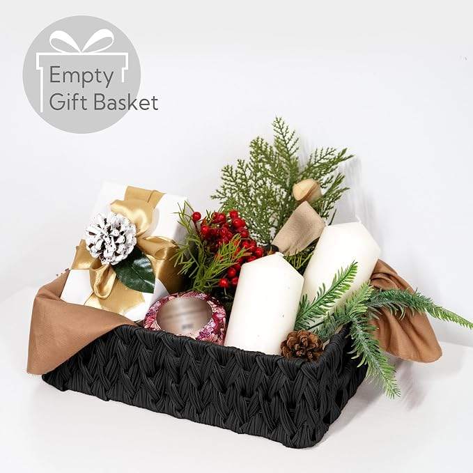 GRANNY SAYS Wicker Storage Baskets for Shelves, Black Wicker Basket, 2-Pack | Waterproof Woven Baskets for Storage, Decorative Basket, Wicker Baskets for Organizing, organizer Basket, Black Woven Basket - Image 8