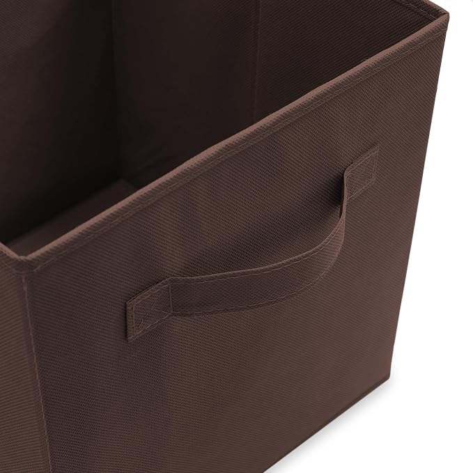 Casafield Set of 12 Collapsible Fabric Cube Storage Bins, Brown - 11" Foldable Cloth Baskets for Shelves, Cubby Organizers & More - Image 3