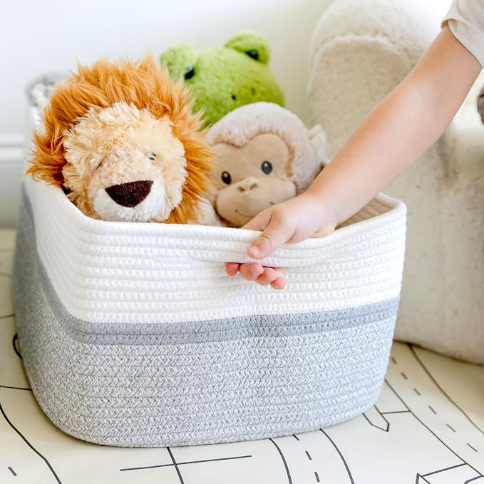 NaturalCozy Storage Baskets 16.8”x13”x7.6” Cotton Rope Woven Baskets for Organizing 3-Pack | Toy Storage Bins | Basket for Shelves, Laundry, Blanket, Clothes, Closet, Kitchen, Bathroom, Gifts - Image 5
