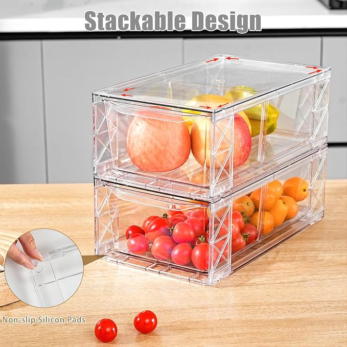 Clemate 8Pack Stackable Kitchen Storage Organizer,Pantry Organizers and Storage, Foods Organizer Bins, Fits Kitchen, Pantry, Cabinet, Closet, All Purpose Portable Household Containers - Image 3