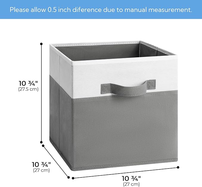 Cupic Cupid 6-Pack 11x11 Storage Cube, Fabric Storage Cubes, Gray and White | Foldable, Reinforced Front Handle, Holds Blankets, Towels, Linens and More, Fits Shelves, Closet, Bedroom, Dorm - Image 3