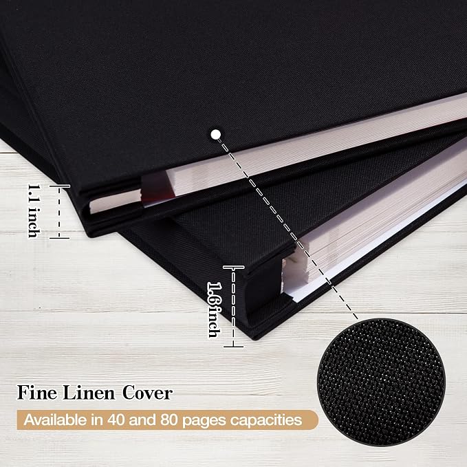Large Self Adhesive Photo Album 80 Pages, Linen cover, Black | Photo Album Self Adhesive 4x6 5x7 8x10 Pictures, Linen Cover DIY Scrapbook Albums for Family, Wedding, Baby, Anniversary - Image 5