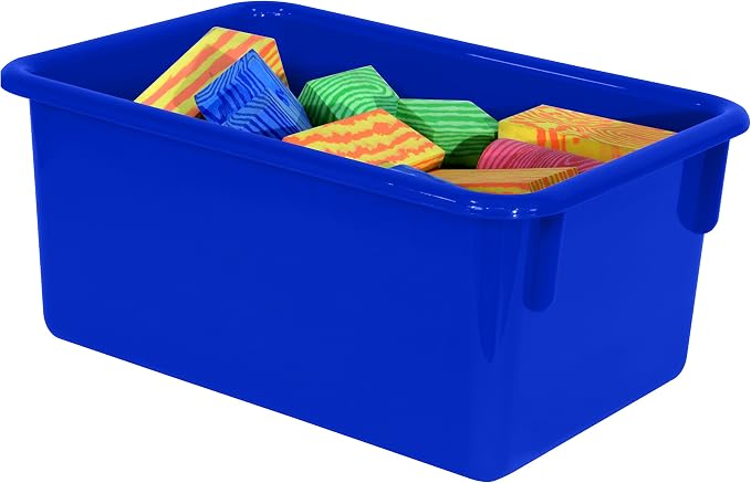 Wood Designs Cubby Storage Bin, Heavy Duty Plastic Containers for Kids Blue Cubby Tray Set of 12 - Image 3