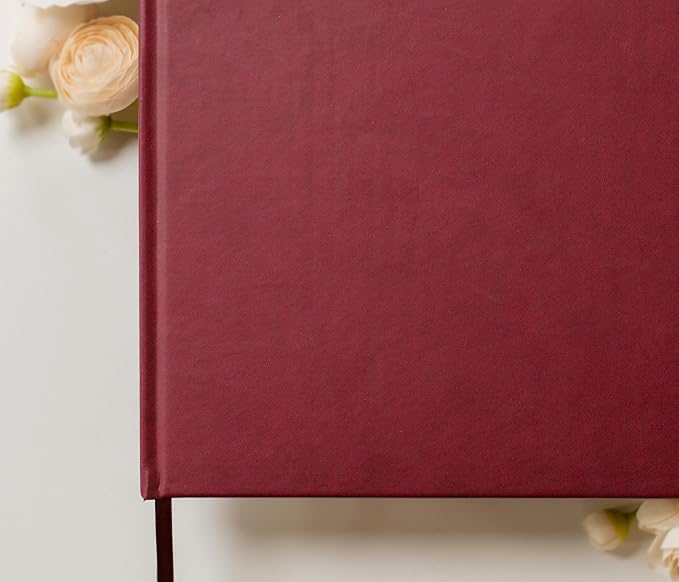 Personalized Guestbook in Wine - Premium Custom Modern Guest Book for Wedding Reception, Birthday Party or Events w/Bookmark Blank Pages for Signing 11.5 x 8.5 inches - Image 4