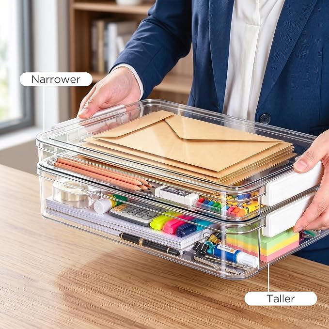 Citylife 2Packs 6 Qt Clear Paper Storage Box with Lids,Plastic Project Case | Stackable File Organizer with Latches for Letter Size Documents, Crafts, Photos and Office Supplies,Sensory Activities - Image 11