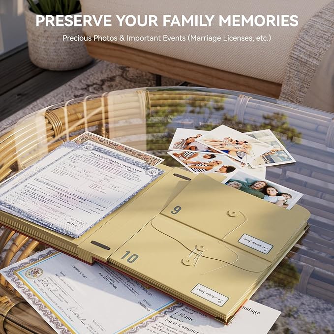 ABC life Important Document Organizer, Oil-Painted Vase Style | Spine-Free Design with Elastic Closure, for Important Papers, Passports, Birth Certificates, Passports, Photos and Letters - Image 8