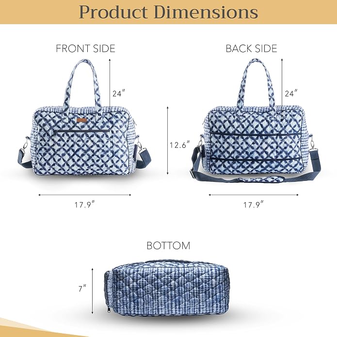 Maison d' Hermine Weekender Bags for Women Cotton Quilted Duffel Overnight Luggage Weekend Bag for Men Gym Gifts Travel | Overnight Luggage Weekend Bag for Men Gym Sports Gifts Duffle bag Business Travellers Trip Spring Summer - Image 6