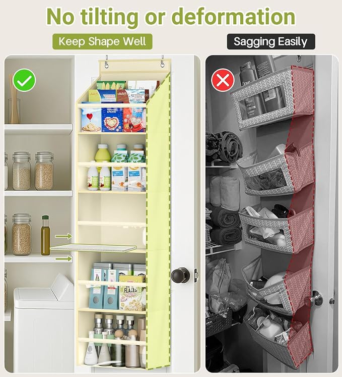 AOODA 2 Pack Over the Door Organizer, Large Capacity Closet Door Hanging Organizer, Clear Deep Pockets Baby Storage for Nursery, Bathroom, Bedroom, Pantry, Diapers (Light Yellow) - Image 3