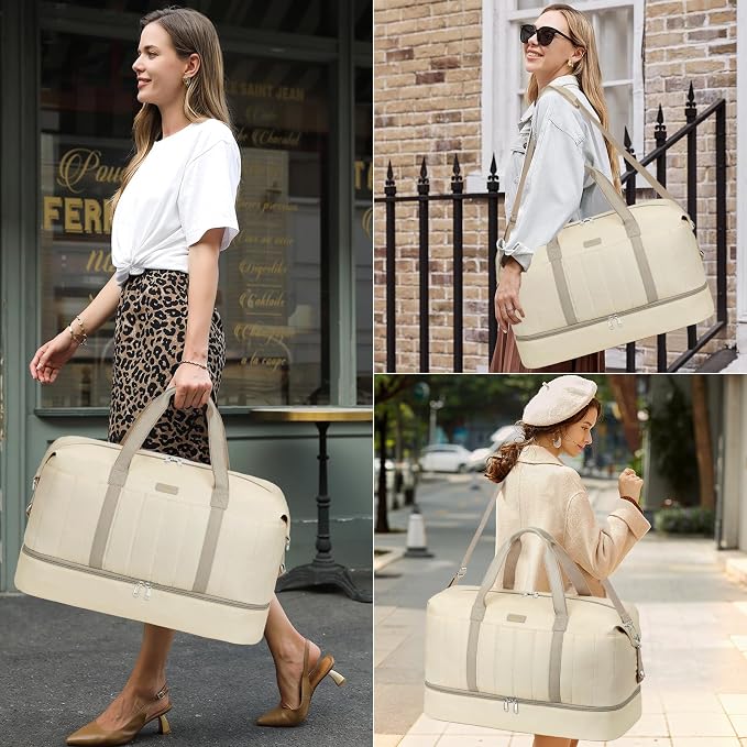 Weekender Bags for Women, 21" Travel Duffle Bag with Shoe Compartment | 3PCS Carry On Overnight Large Duffel Bag with Crossbody Bag and Toiletry Bag for Weekend Travel Gym Hospital Business Trip - Image 2