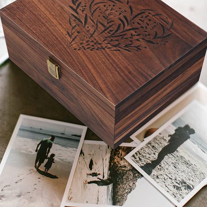 EXISTING Memory Box for Keepsakes, Floral Heart Laser Cut Wood Keepsake Box | Large Wooden Storage Box with Hinged Lid, Keepsake Boxes Gift for Wedding, Valentines Day Anniversary Baby Shower - Image 7