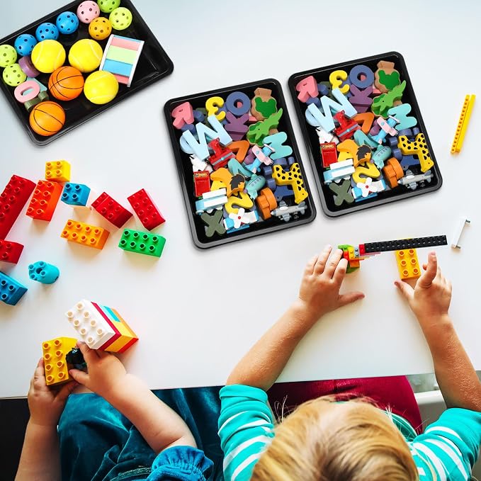 Maitys 24 Pcs Plastic Art Tray 11x8.7x1 Inch Activity Craft Tray,Black | Classroom Serving Trays, Stackable Storage, Sand Trays for School Painting Beads Crafts DIY Projects - Image 5