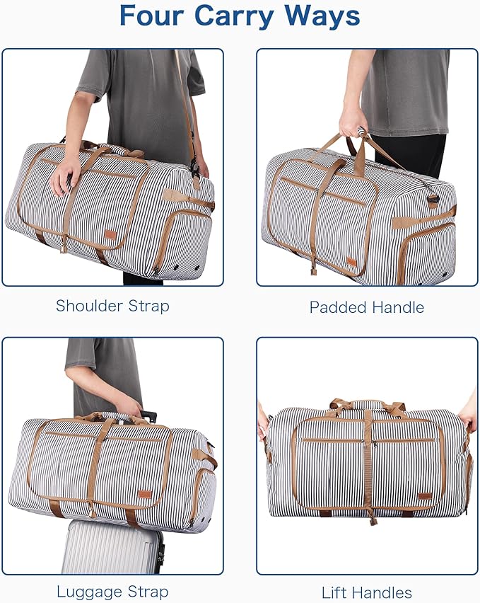 80L EXTRA LARGE Foldable Waterproof Travel Duffle Bag for Men and Women | with Shoe Compartment, 26" Duffel Bagfor Weekender Gym Sport, Tear Resistant - Image 7