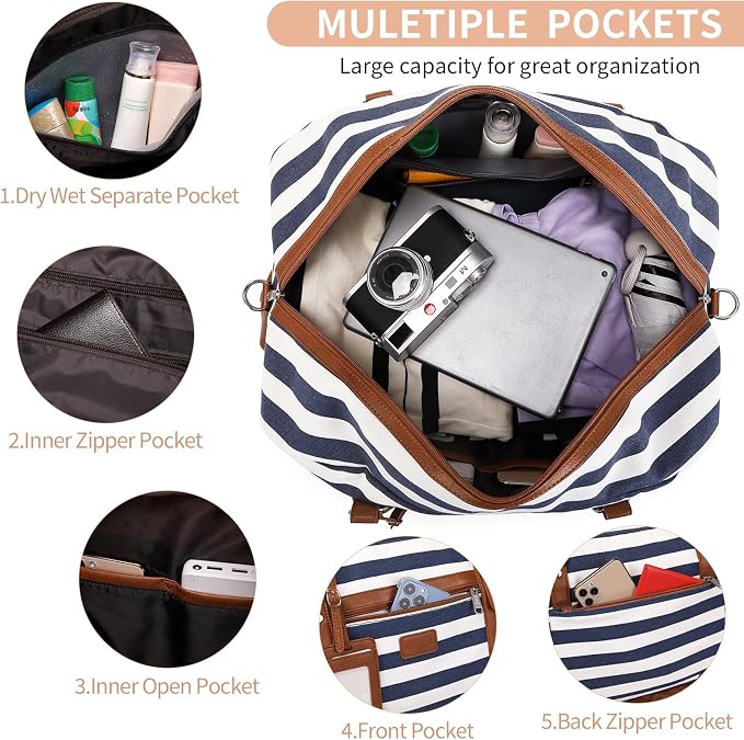 4PCS Weekender Bags for Women Large Overnight Weekend Travel Duffel Bags | Travel Bag Carry-on Tote Hospital Bag with Shoe Compartment Crossbody Toiletry Bag for Travel Business Gym Water Resistant - Image 4