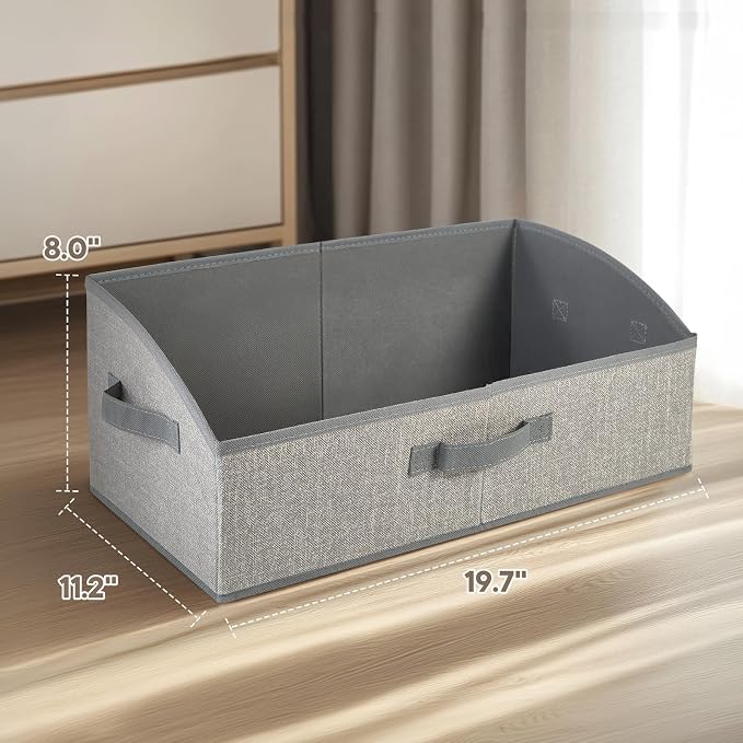 DAYARD Fabric Bins [3-Pack], Trapezoid Storage Bins with Handles, Foldable Baskets Storage Boxes for Shelves, Closet, Bookshelf, Organizer Containers, 20 x 11 x 8 inch Grey - Image 7