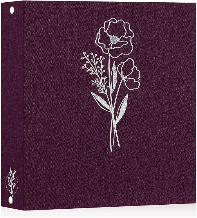 Lanpn 8.5x11 inch Scrapbook Photo Album, Linen Cover Archival Acid Free Top Load 3 Ring Binder Folder Photo Book 8.5 x 11 with 30 Plastic Sleeves 60 Pages (Purple) by Lanpn