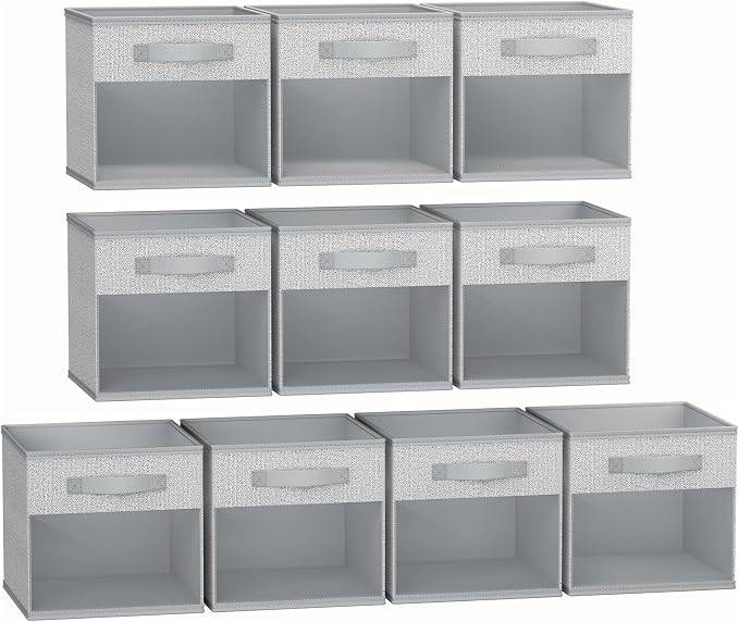 DIMJ Storage Cubes, Cube Storage Bin, 10 Pack Foldable Cubes with Window, Closet Oganizer Boxs with Handle, 12.2x 12.2 inch Storage Organizer for Clothes, Toys, Books by DiMJ