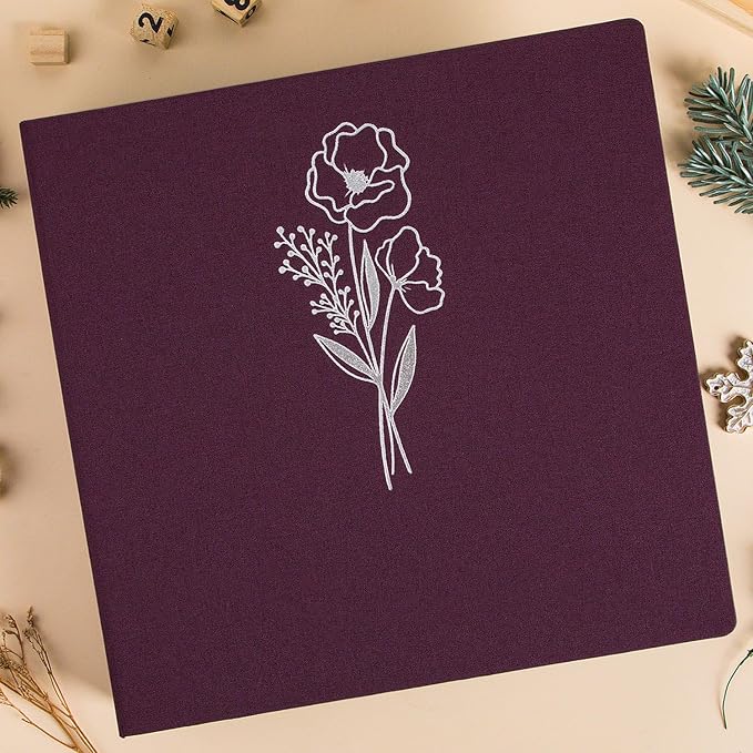 Lanpn 12x12 inch Scrapbook Photo Album, Linen Cover Archival Acid Free Top Load 3 Ring Binder Folder Photo Book 12 x 12 with 30 Plastic Sleeves 60 Pages (Purple) - Image 6