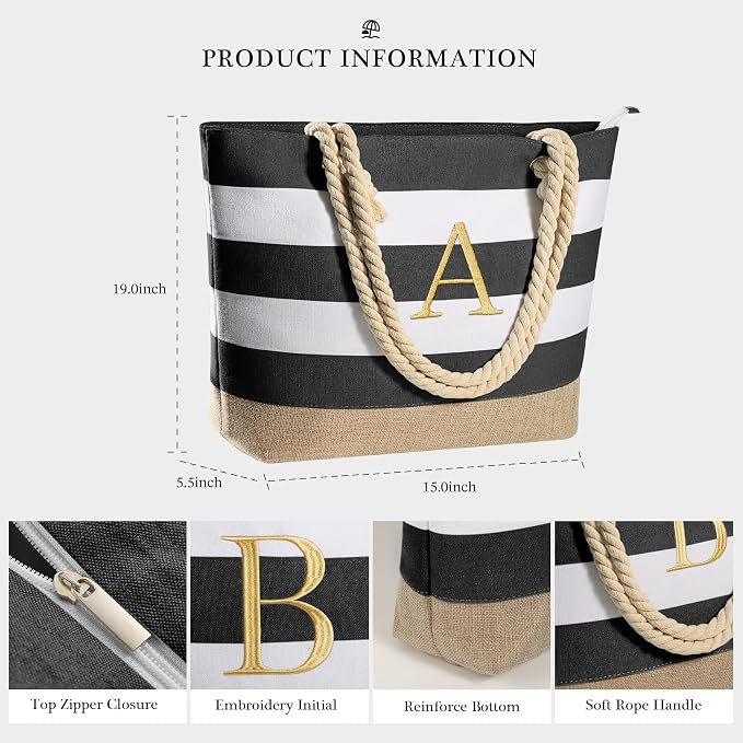 YOOLIFE Beach Bags for Women - Travel Canvas Beach Tote, Pool Waterproof Bag, Travel Essentials, Gifts for Women Birthday - Image 5