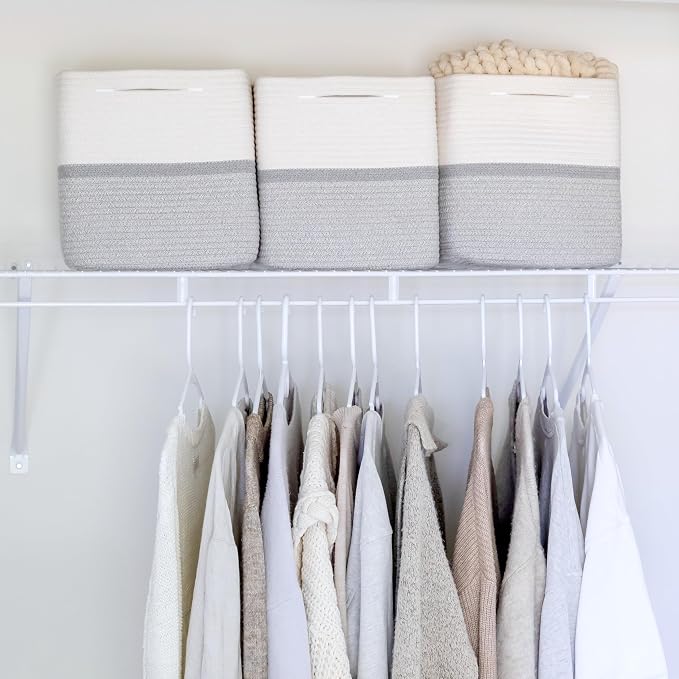NaturalCozy Storage Cubes 11 Inch Cotton Rope Woven Baskets for Organizing, 3-Pack | Cube Storage Bin | Square Storage Baskets for Shelves Organizer, Classroom, Kids Toy Bins, Closet, Baby Nursery - Image 5