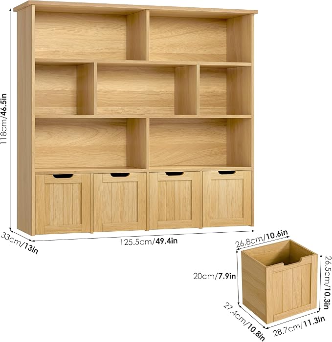 Toy Storage Organizer with Movable Drawer Toy Organizer for Kids | Kids Bookshelf and Toy Chest Storage with Hidden Wheels, Toy Organizers and Toy Storage for Playroom - Image 2