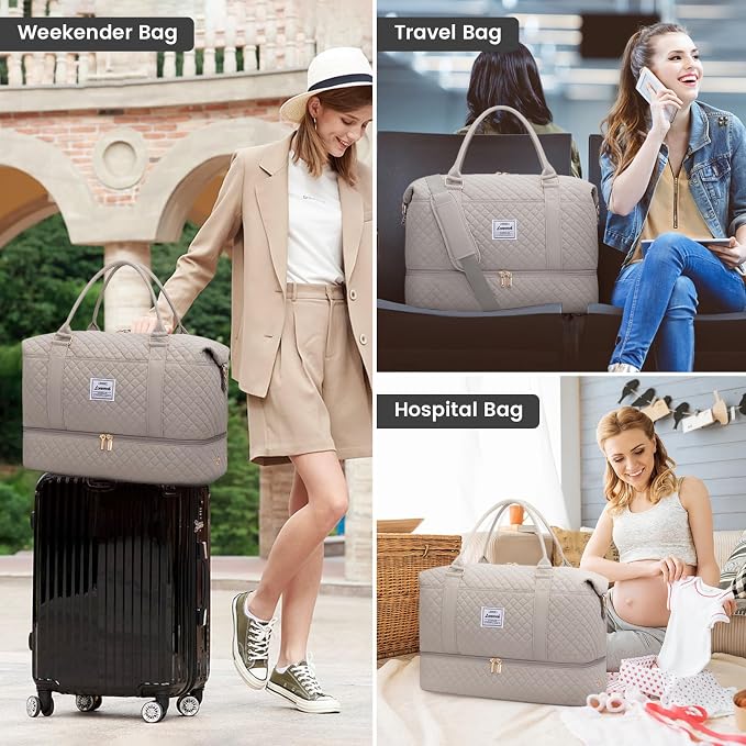 LOVEVOOK Travel Duffle Bag,Weekender Bags for Women with Shoe Compartment，Carry on Overnight Bag with Toiletry Bag,Gym Duffel Bag with Wet Pocket, Hospital Bags for Labor and Delivery - Image 6
