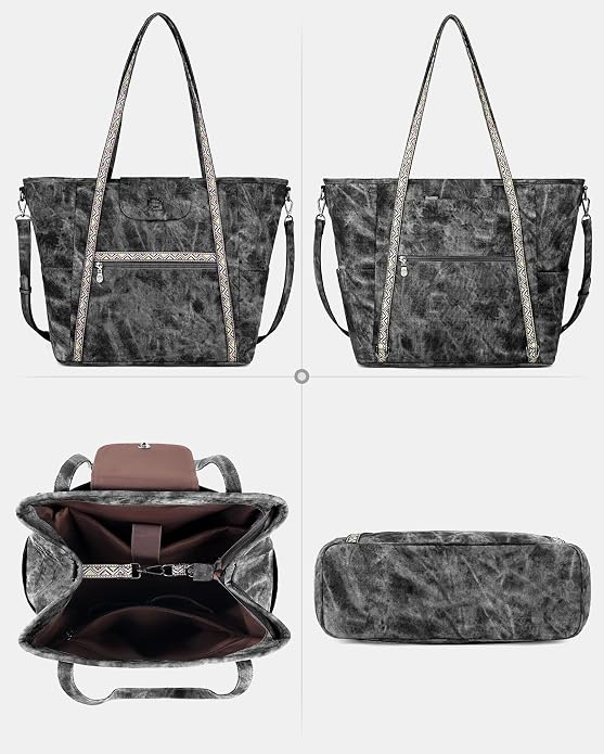 Large Laptop Tote Bag for Women Designer Leather Laptop Bag, 15.6in | Fashion Travel Backpack Purse Shoulder Handbag Fits 15.6 Laptop, Daily, Work, Business Trip, Weekend Travel, Teacher - Image 7