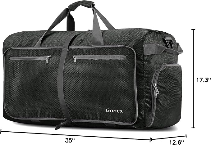Gonex 150L Foldable Travel Duffle Bag with Shoe Compartment, Lightweight | 210D Nylon, Water-Repellent, Folds Compact, Multiple Pockets, Luggage Sleeve, Family Travel & Camping, Grey - Image 10