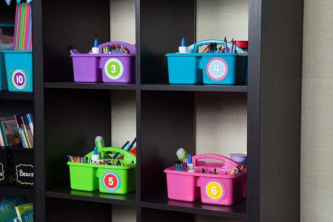 Teacher Created Resources Pink Portable Plastic Storage Caddy 6-Pack for Classrooms, Kids Room, and Office Organization, 3 Compartment - Image 2