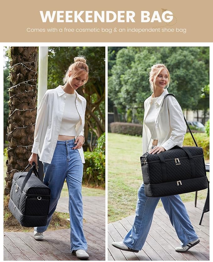 LOVEVOOK Large Travel Duffle Bag, Weekender Bags for Women With Shoe Compartment, Overnight Hospital Bag For Women Labor Delivery, Carry on Bag Personal Item Travel Bag, Yoga Gym Duffel Bag - Image 2