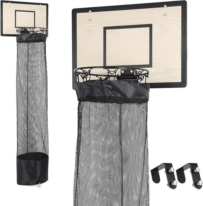 Wooden Basketball Laundry Hamper，Over the Door Basketball Hoop Laundry Basket with Zipper for Kids Room,Dorm Rooms,Bathroom,Saving Space Storage and Organization - White (White) by Unknown