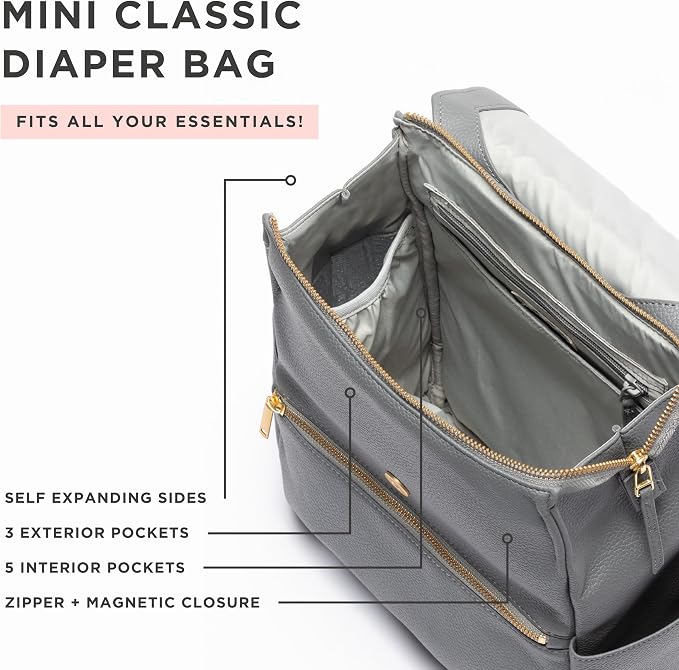 Freshly Picked Mini Diaper Bag II Backpack – Premium Vegan Leather Small Baby Bag without Changing Pad, Compact, Lightweight & Stylish for Moms On-the-Go, Stone - Image 5