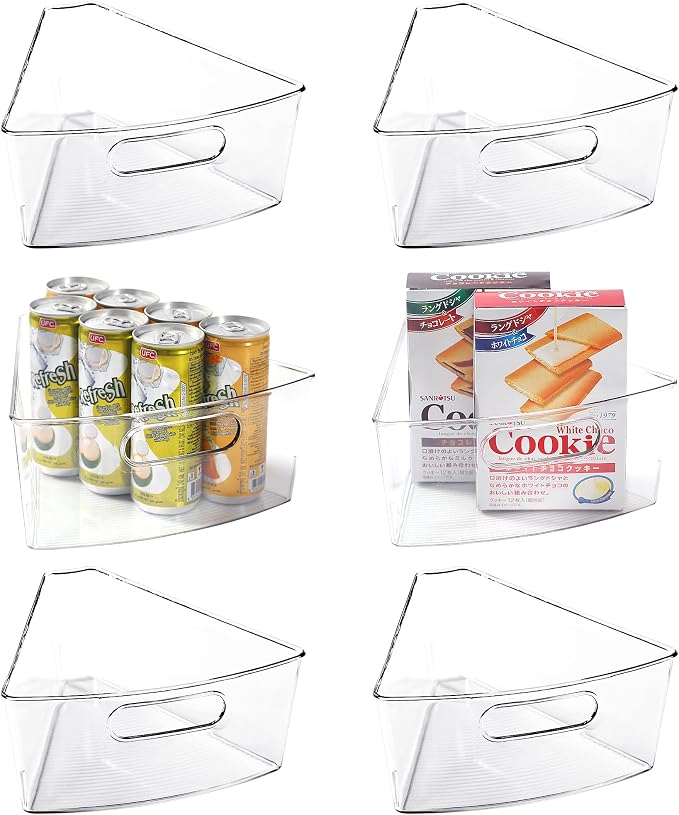 Leeden Lazy Susan Organizer for 32" Diameter Corner Lazy Susan, Plastic Kitchen Cabinet Storage Bins with Handle, 6 Packs, 1/8 Wedge - Food Safe, BPA Free by LEEDEN