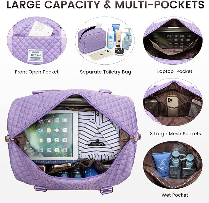 LOVEVOOK Travel Duffle Bag,Weekender Bags for Women with Shoe Compartment，Carry on Overnight Bag with Toiletry Bag,Gym Duffel Bag with Wet Pocket, Hospital Bags for Labor and Delivery - Image 4