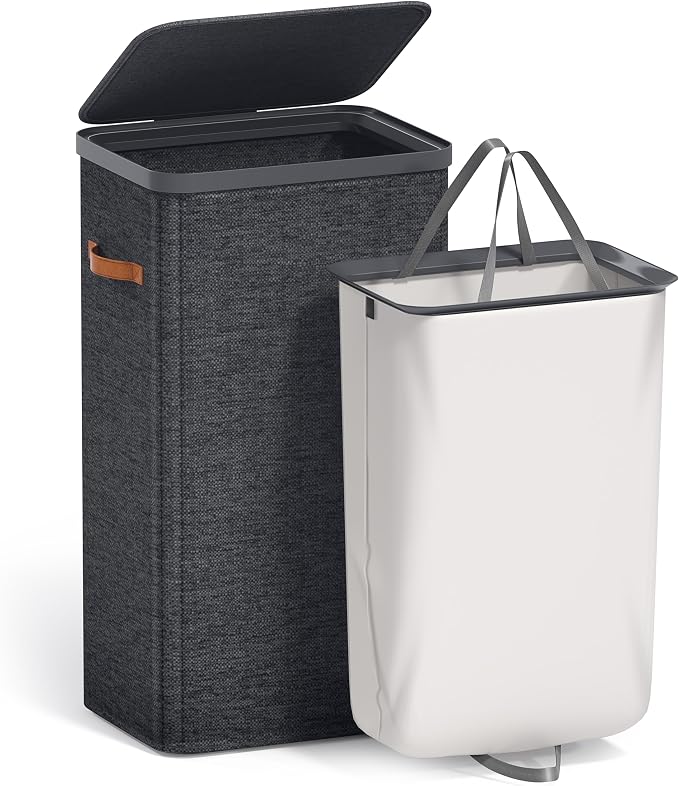 Sorbus Laundry Hamper with Lid - Collapsible Fabric Laundry Basket with Handles and Removable Laundry Bag – 26.5 Gallon (100 L) Dirty Clothes Hamper for Bedroom, bathroom and dorm (Black) - Image 8