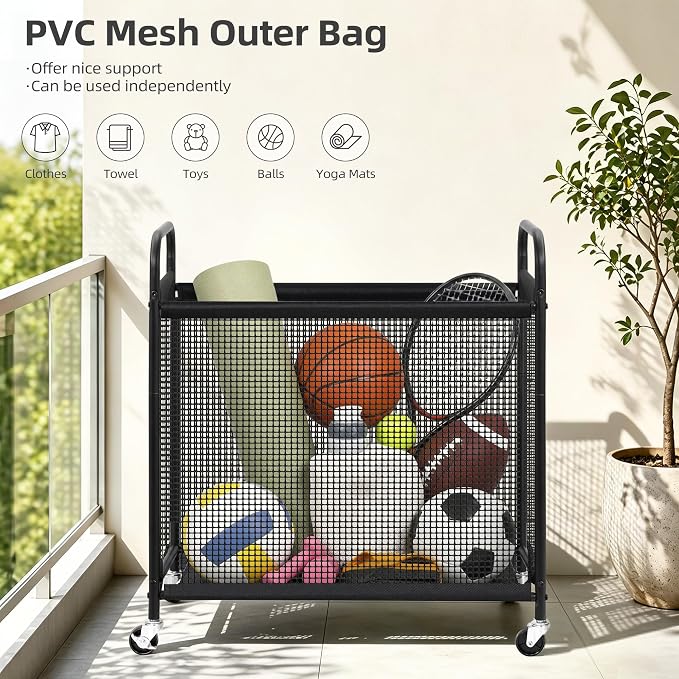 STORAGE MANIAC Rolling Laundry Hamper with Wheels 3-Section Laundry Sorter Rolling Laundrys Basket on Wheels with Removable Bag Clothes Hamper Laundrys Organizer Cart Bathroom Bedroom 120L Grey - Image 7