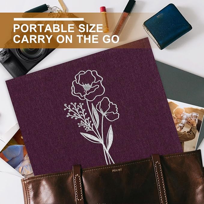 Lanpn 8.5x11 inch Scrapbook Photo Album, Linen Cover Archival Acid Free Top Load 3 Ring Binder Folder Photo Book 8.5 x 11 with 30 Plastic Sleeves 60 Pages (Purple) - Image 6