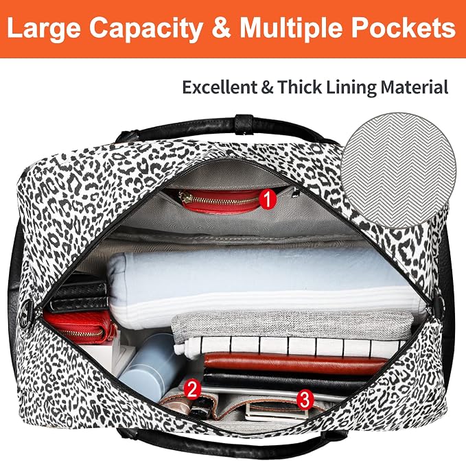 Weekender Bags for Women, 21" Weekender Travel Bag, Travel Duffle Bag with Shoe Compartment Carry on Overnight Duffel Bag for Weekend Travel Business Trip, 3PCS | 3PCS Carry On Overnight Large Duffel Bag with Crossbody Bag and Toiletry Bag for Weekend ... - Image 7