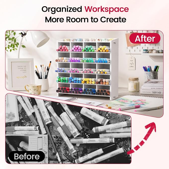 Marker Organizer, 20 Compartments Vertical Pen Storage | Holds up to 280 Markers, Pencil Holder for Home, Office, Classroom, Desk, Desktop Stationery Pencil Storage - Image 5