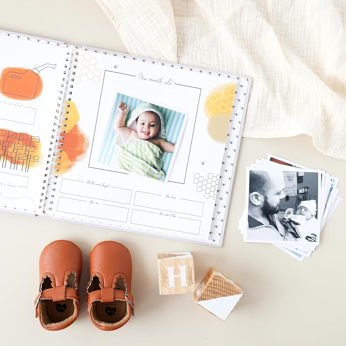 Lucy Darling Baby Memory Book – Honey Bee | Luxury Baby First Year Book & Photo Album | Gender Neutral Keepsake Journal for Milestones, Memories & Photos | Thoughtful Pregnancy Gift - Image 2