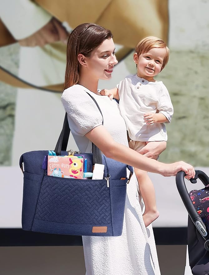 LOVEVOOK Diaper Bag Tote, Baby Diaper Bag Waterproof Travel Diaper Tote with Changing Pad - Image 2