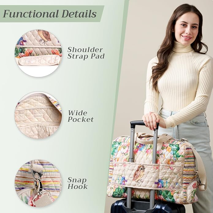 Maison d' Hermine Weekender Bags for Women Cotton Quilted Duffel Overnight Luggage Weekend Bag for Men Gym Gifts Travel | Overnight Luggage Weekend Bag for Men Gym Sports Gifts Duffle bag Business Travellers Trip Spring Summer - Image 5