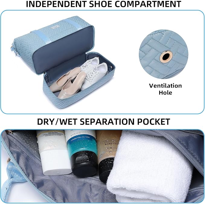 Duffle Bag for Travel, Weekender Bag with Shoe Compartment, Carry On Overnight Bag for Women with Toiletry Bag, Gym Bag with Wet Pocket, Hospital Bags for Labor and Delivery Beige - Image 3